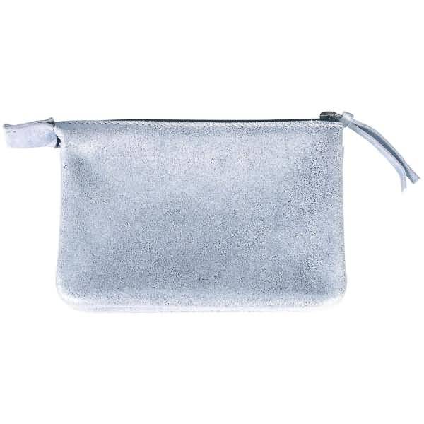 Tasche Feder klein Leder mit 2 Fächern 13x9cm sky blue