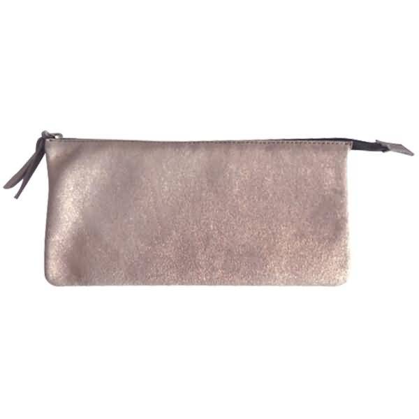 Tasche Feder groß mit 2 Fächern Leder 22x11cm copper