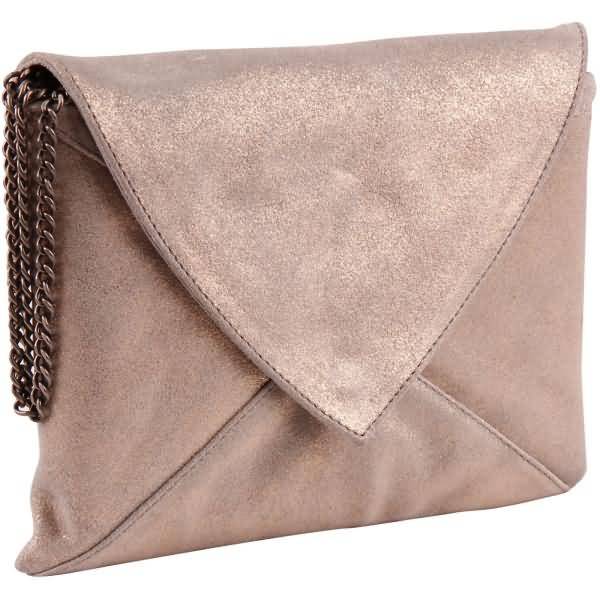 Handtasche/Clutch Feder Leder 20x14cm copper