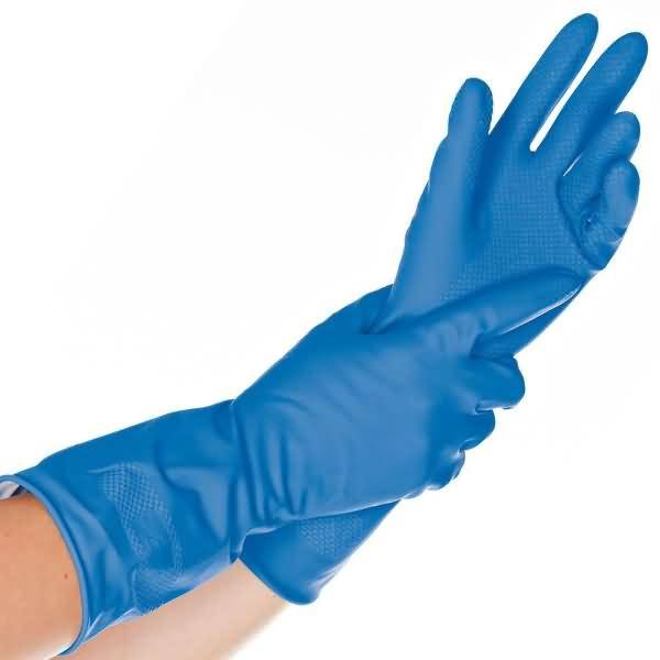 Haushalts-Handschuh Latex Bettina L 30cm blau VE=12 Paar