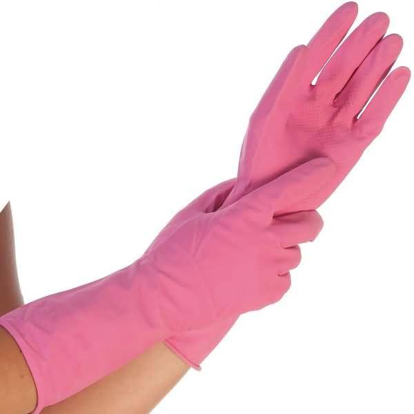 Haushalts-Handschuh Latex Bettina M 30cm pink VE=12 Paar