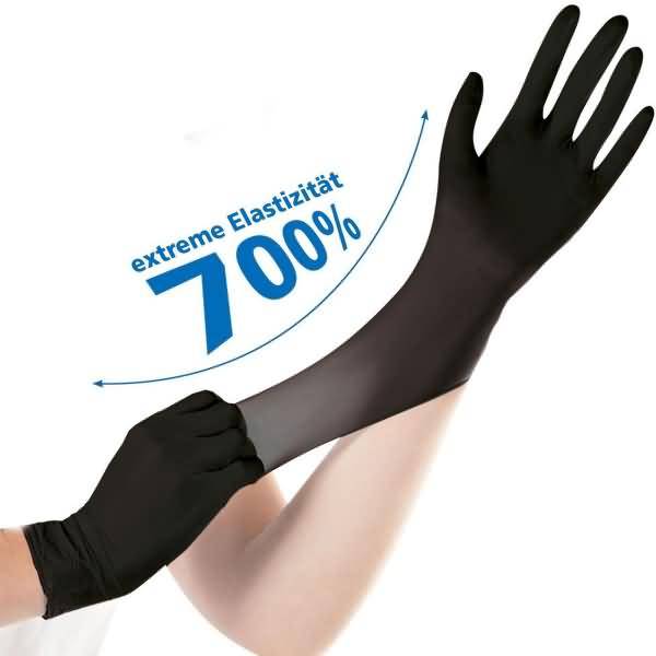 Nitril-Handschuh Safe Super Stretch puderfrei S 24cm VE=100 Stück schwarz