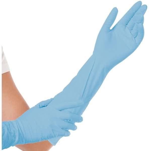 Nitril-Handschuh Extra Safe Superlong puderfrei S 40cm VE=50 Stück blau