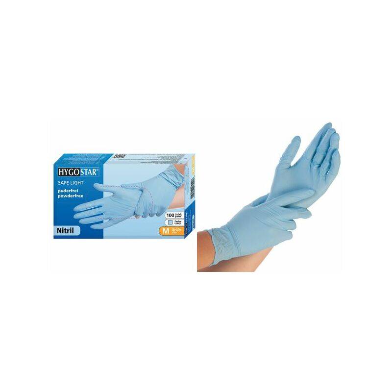 HYGONORM Nitril-Handschuh "SAFE LIGHT", M, blau, puderfrei