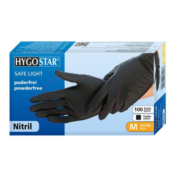 HYGOSTAR Nitril-Handschuh "DARK", S, schwarz, puderfrei