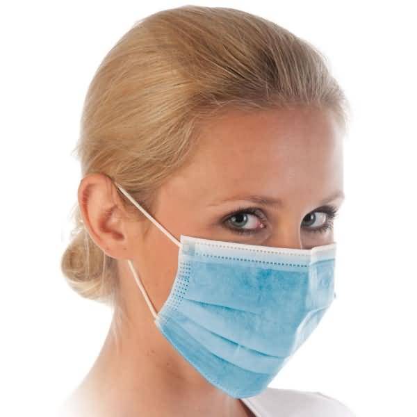 Mundschutz mit Gummibändern Typ IIR 3-lagig 17,5x9cm VE=50 Stück blau