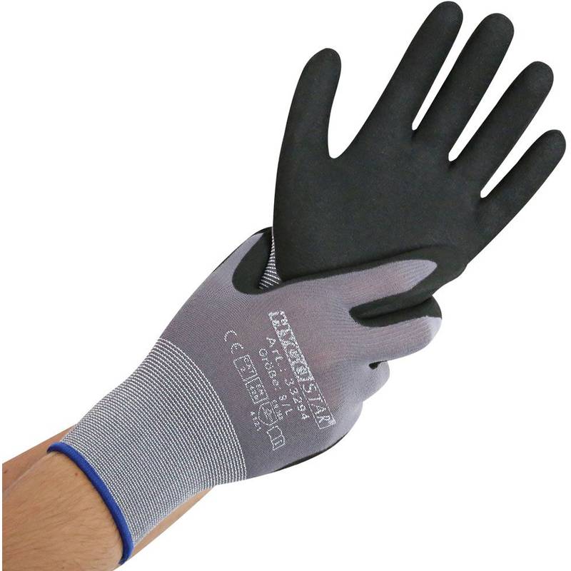 HYGOSTAR Feinstrickhandschuh Ergo Flex, XL, grau/schwarz