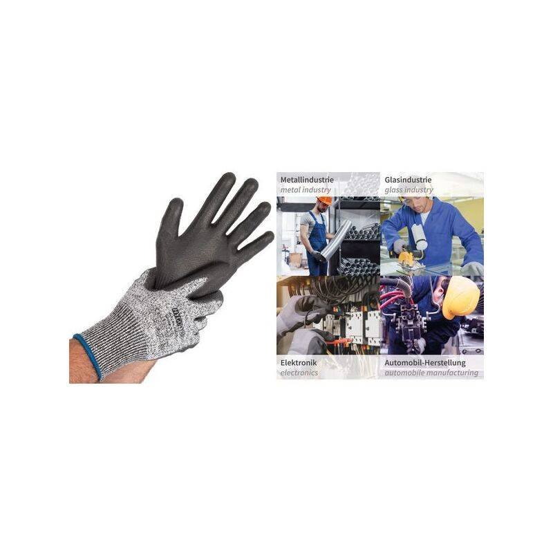 HYGOSTAR Schnittschutzhandschuh CUT SAFE, S, grau/schwarz