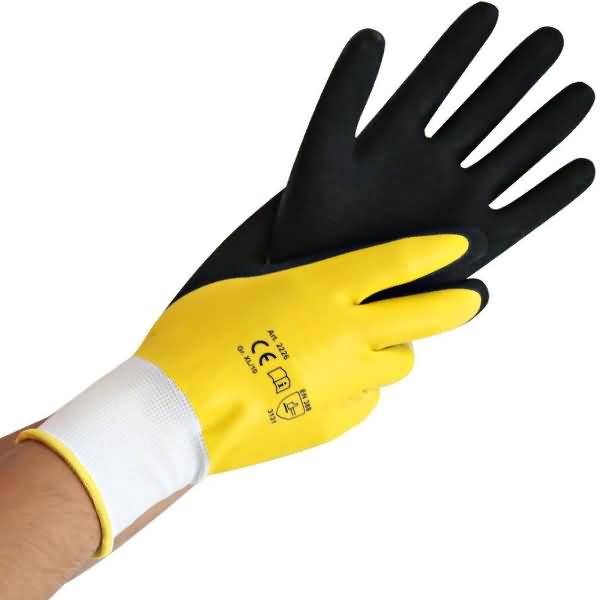 Polyester-Feinstrick-Handschuh Wet Protect M/8 gelb-schwarz VE=12 Paar