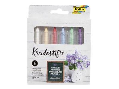 Folia Kreide - für Glas, Tafel, Porzellan - verschiedene Farben (Packung mit 6)