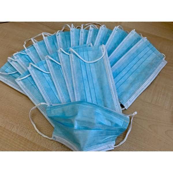Mundschutz mit Gummibändern 3-lagig steril weiß/blau VE=20 Stück