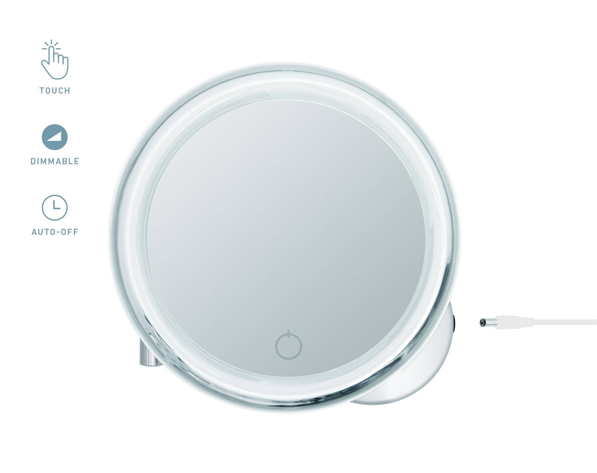 Libaro LED Kosmetikspiegel SIENA Vergrößerungsspiegel 7fach Wandmontage Dimmerfunktion Auto-off Batterien oder USB Kabel