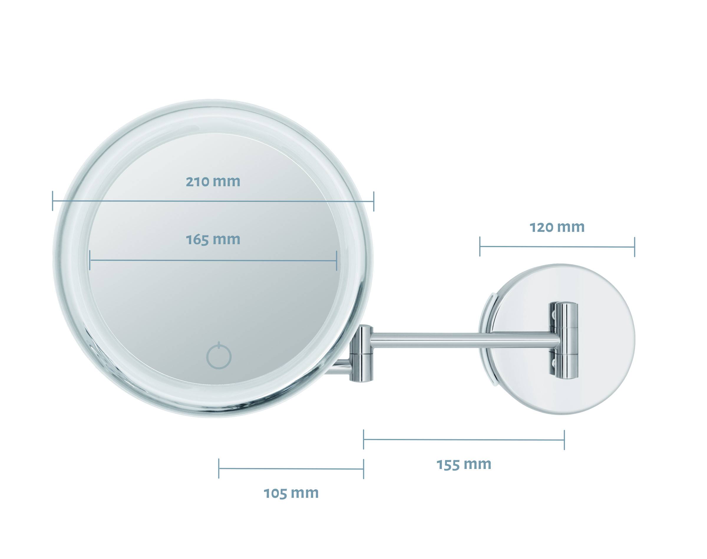 Libaro LED Kosmetikspiegel SIENA Vergrößerungsspiegel 7fach Wandmontage Dimmerfunktion Auto-off Batterien oder USB Kabel