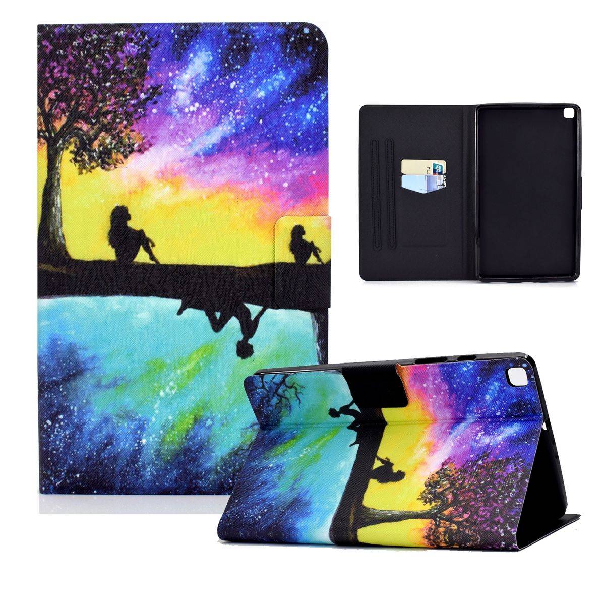 Für Tablet Motiv Muster Tasche Kunst-Leder Hülle Etuis Cover Schutz Case Zubehör