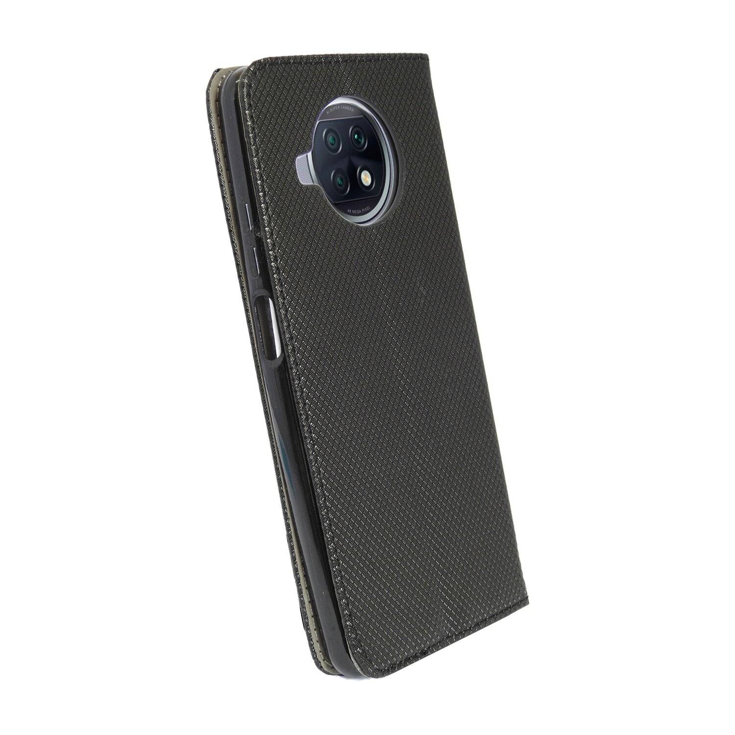 Buch Tasche "Smart" für Xiaomi Redmi Note 9T Pro Handy Hülle Etui Schutzhülle mit Standfunktion, Kartenfach schwarz