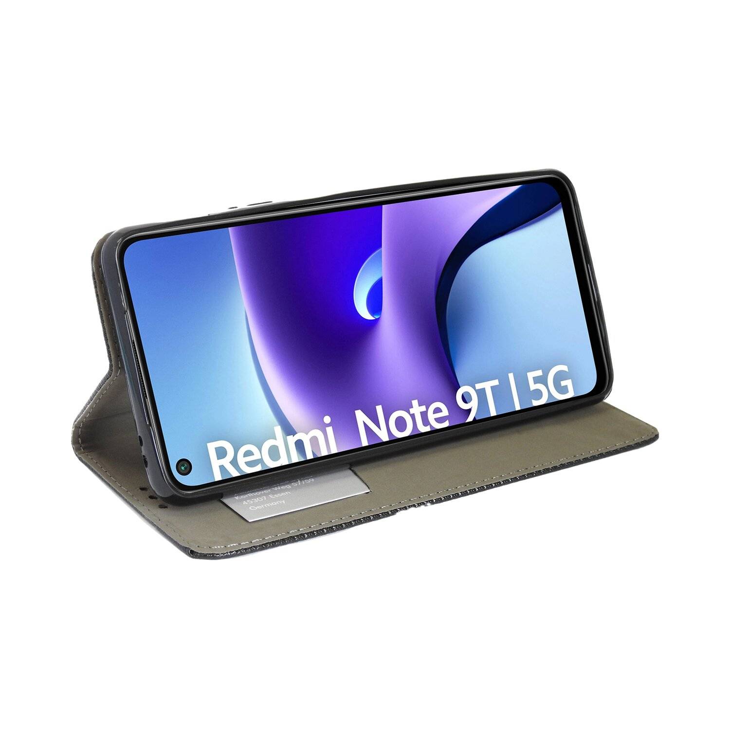 Buch Tasche "Smart" für Xiaomi Redmi Note 9T Pro Handy Hülle Etui Schutzhülle mit Standfunktion, Kartenfach schwarz
