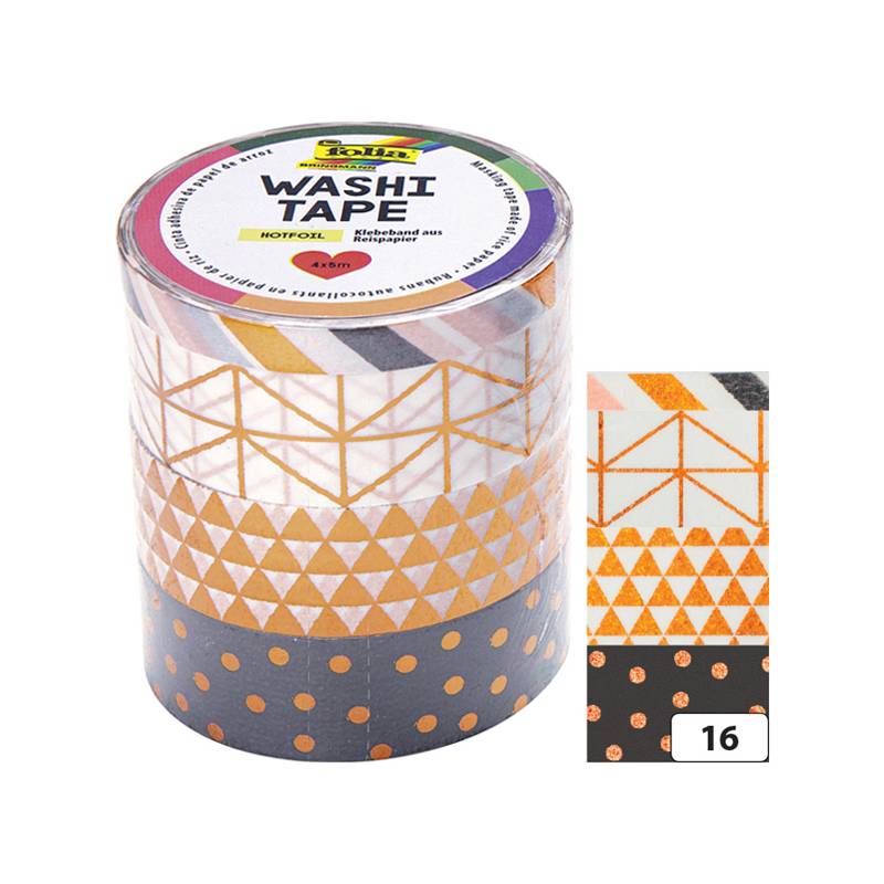 folia Deko-Klebeband Washi-Tape HOTFOIL KUPFER, 4er Set