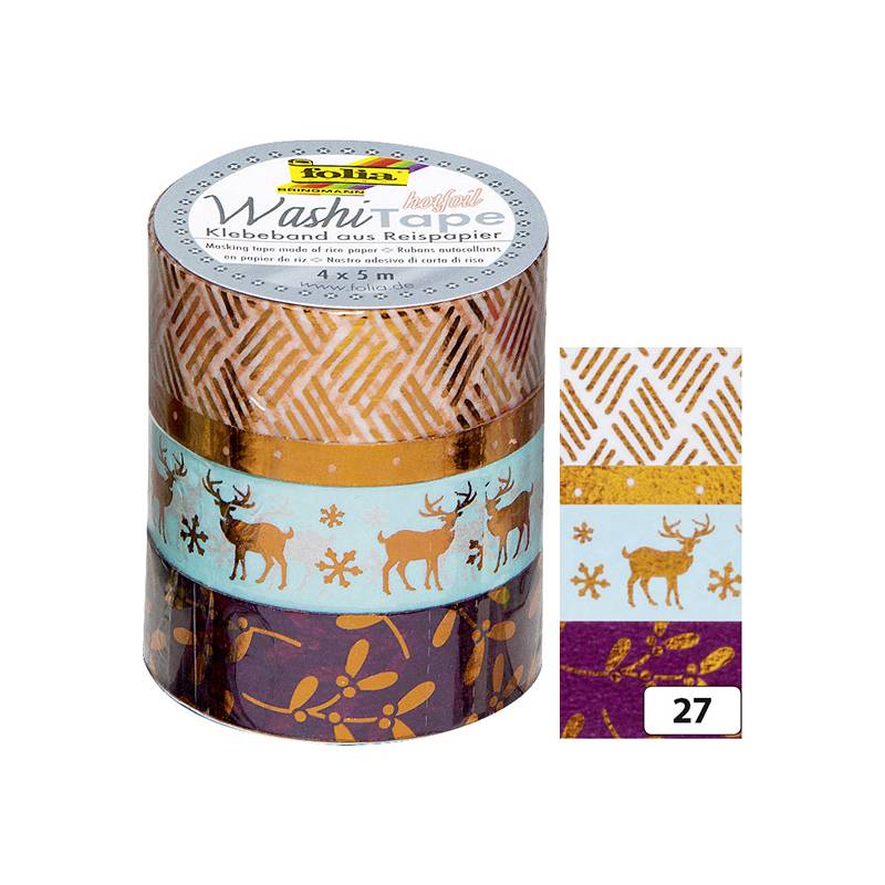 folia Deko-Klebeband Washi-Tape Hotfoil Kupfer II, 4er Set