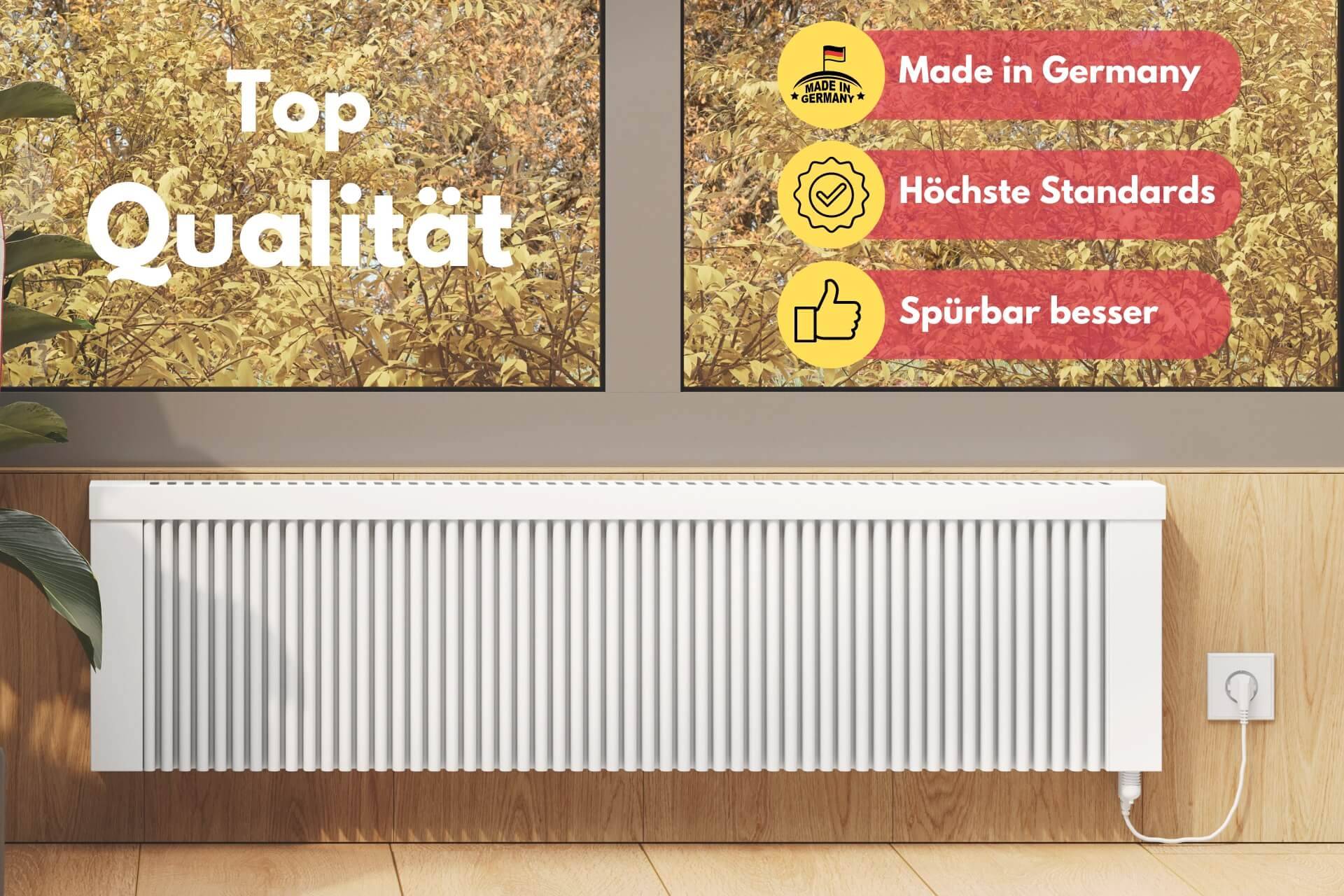 Elektroheizung areo direct base niedrige Flächenspeicherheizung 1600 Watt - simples Thermostat - Appsteuerung ohne Zusatzhardware möglich von eVARM