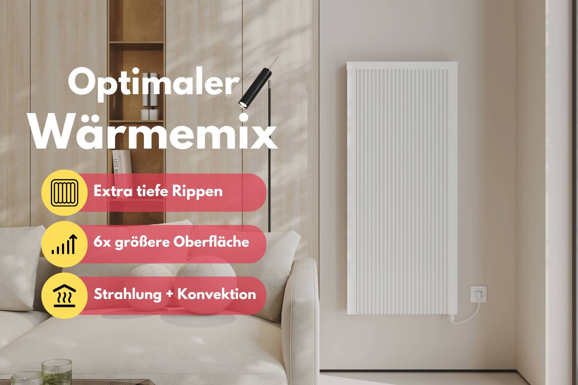Elektroheizung areo direct up Flächenspeicherheizung 1000 Watt - simples Thermostat - Appsteuerung ohne Zusatzhardware möglich - hohe Flächenspeich