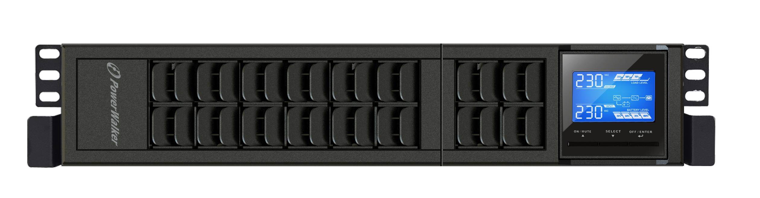 PowerWalker VFI 1000 CRS - USV (in Rack montierbar/extern) - 800 Watt - 1000 VA - ohne Batterie - RS-232, USB - Ausgangsanschlüsse: 3 - 2U - 48.3 cm