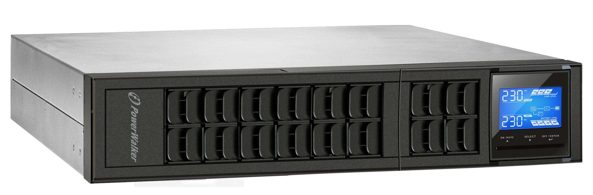 PowerWalker VFI 1000 CRS - USV (in Rack montierbar/extern) - 800 Watt - 1000 VA - ohne Batterie - RS-232, USB - Ausgangsanschlüsse: 3 - 2U - 48.3 cm