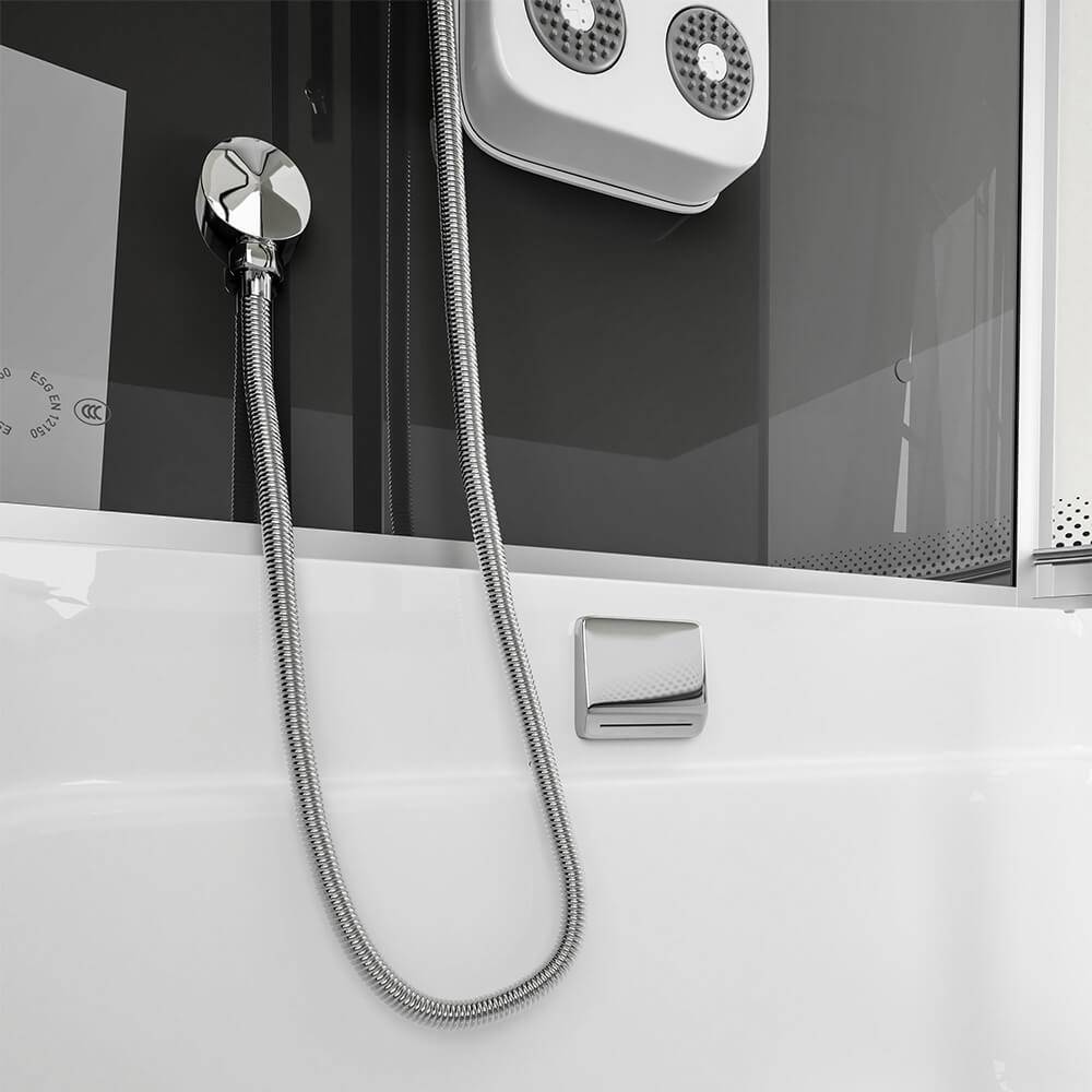 DUSCHKABINE ALLIN 2IN1 - Seitenauslage: Rechts, Farbe: Schwarz