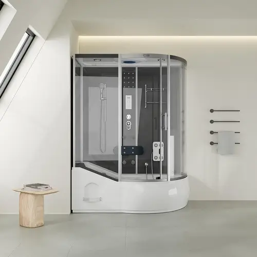 DUSCHKABINE ALLIN 2IN1 - Seitenauslage: Rechts, Farbe: Schwarz DUSCHKABINE ALLIN 2IN1 - Seitenauslage: Rechts, Farbe: Schwarz