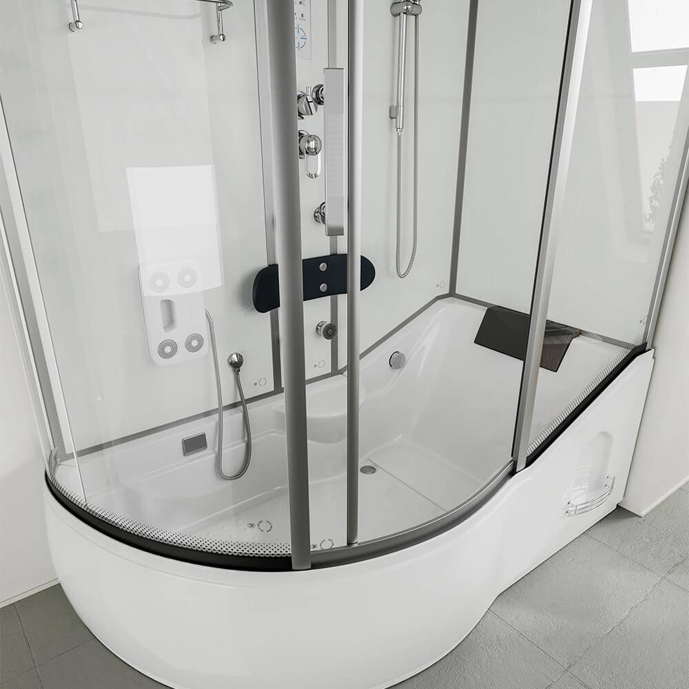 DUSCHKABINE ALLIN 2IN1 - Seitenauslage: Links, Farbe: Weiß