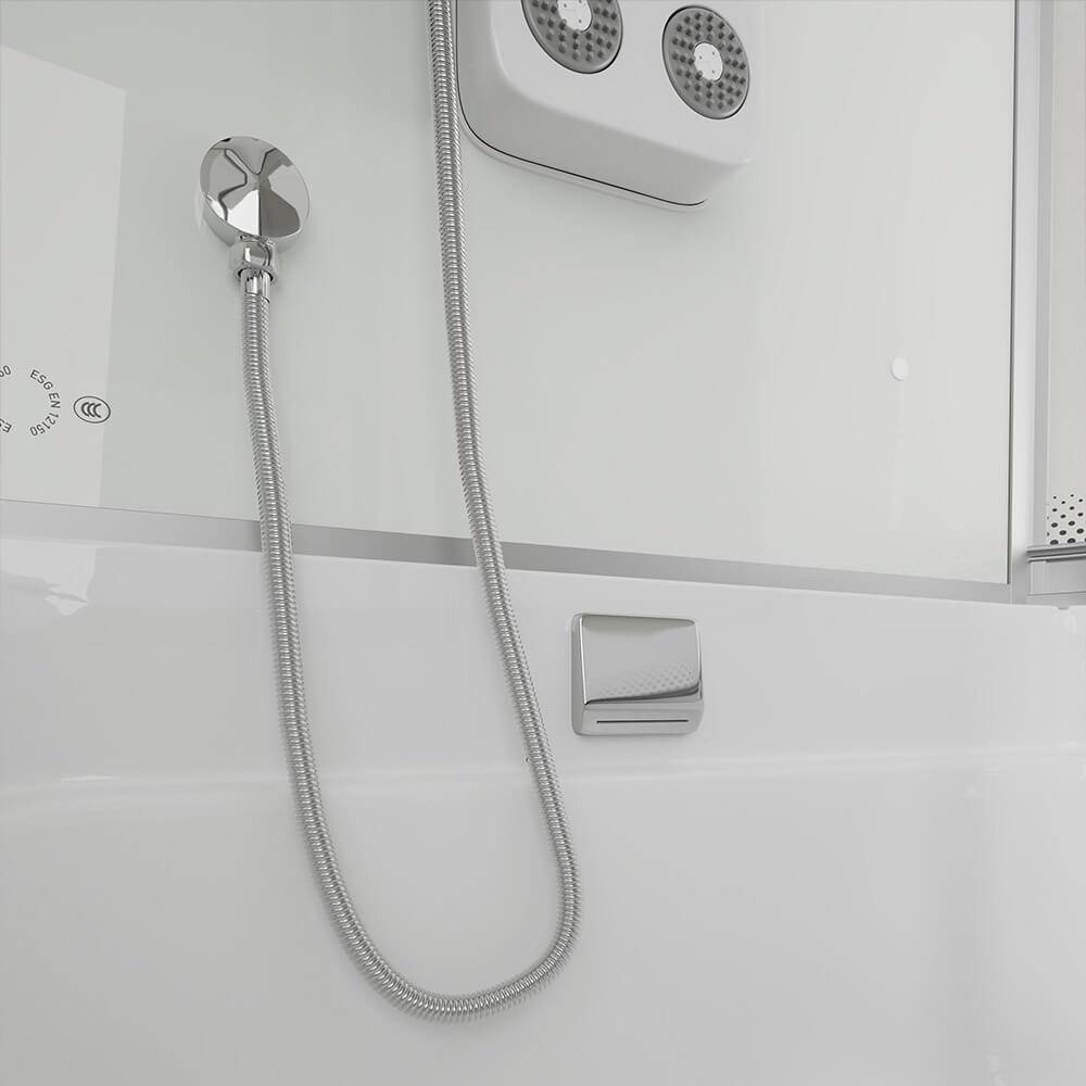 DUSCHKABINE ALLIN 2IN1 - Seitenauslage: Rechts, Farbe: Weiß