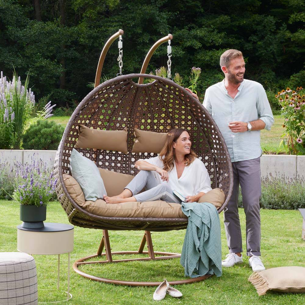 HÄNGESESSEL TWIN - Farbe: Braun, Ausstattung: Mit Regenabdeckung