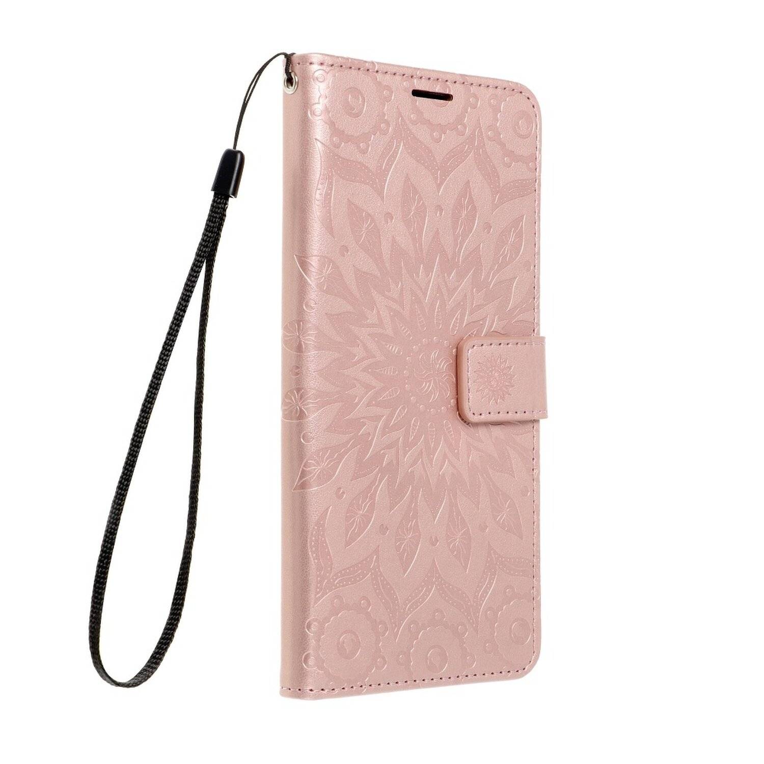 Elegante Buch-Tasche Hülle Fancy "Mezzo"Book-Style Kartenfächer Schale für Samsung Galaxy A72 5G Mandala Rosa