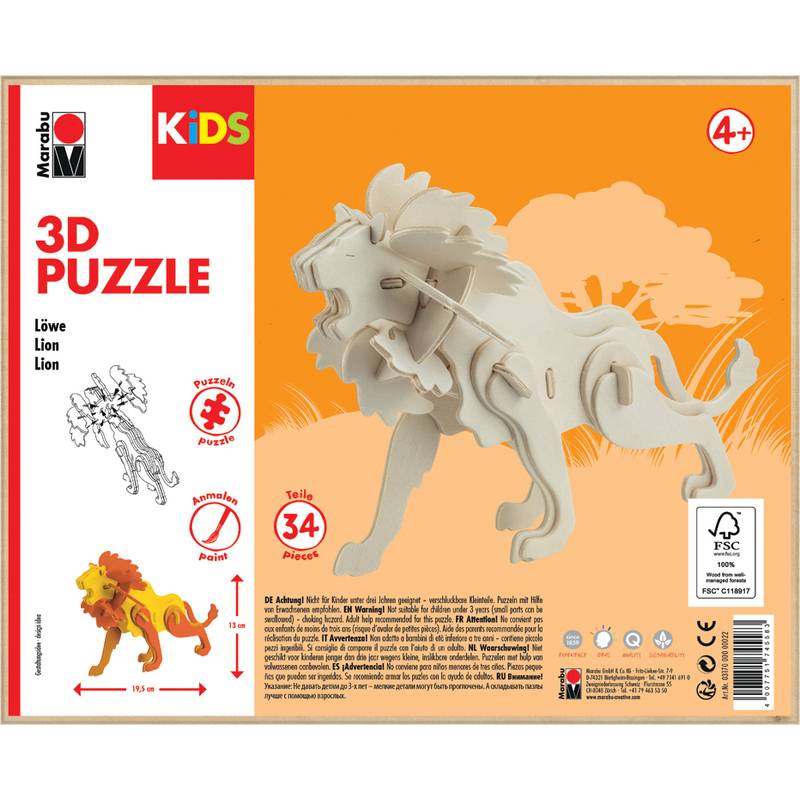Marabu KiDS 3D Puzzle "Löwe", 34 Teile
