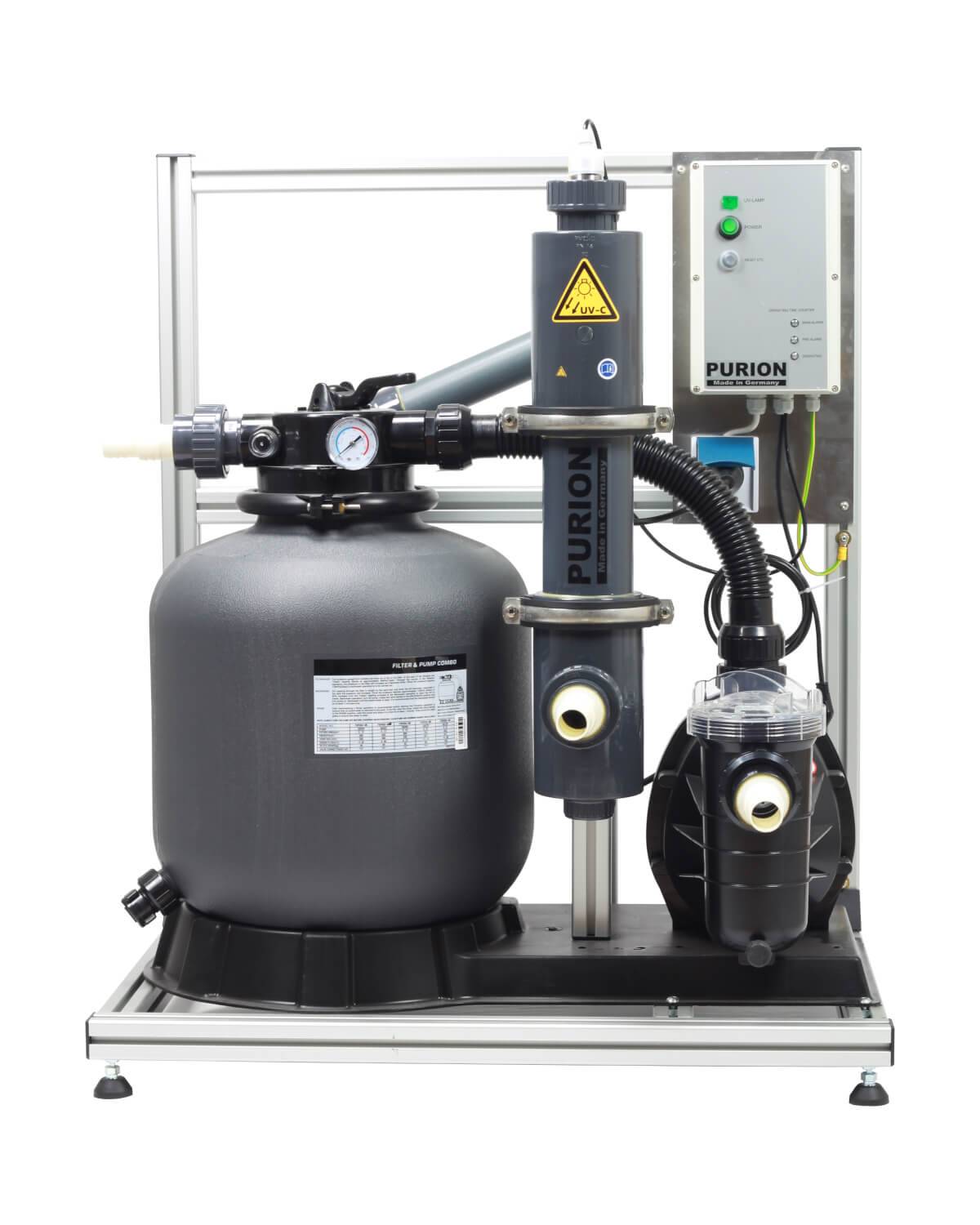 Komplettsystem Poolreinigung ökologisch Algen entfernen mit salzwasserbeständiger Pumpe PURION 40 PVC-U bis zu 40 m³