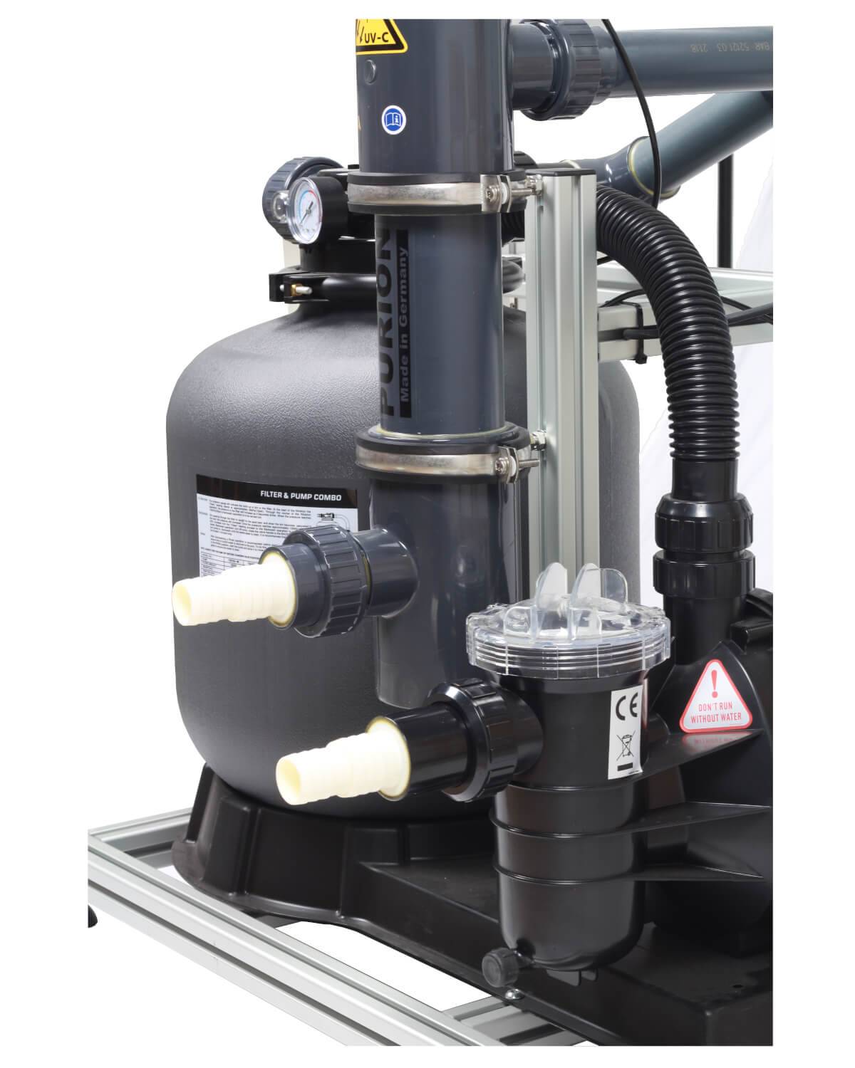 Komplettsystem Poolreinigung ökologisch Algen entfernen mit salzwasserbeständiger Pumpe PURION 40 PVC-U bis zu 40 m³