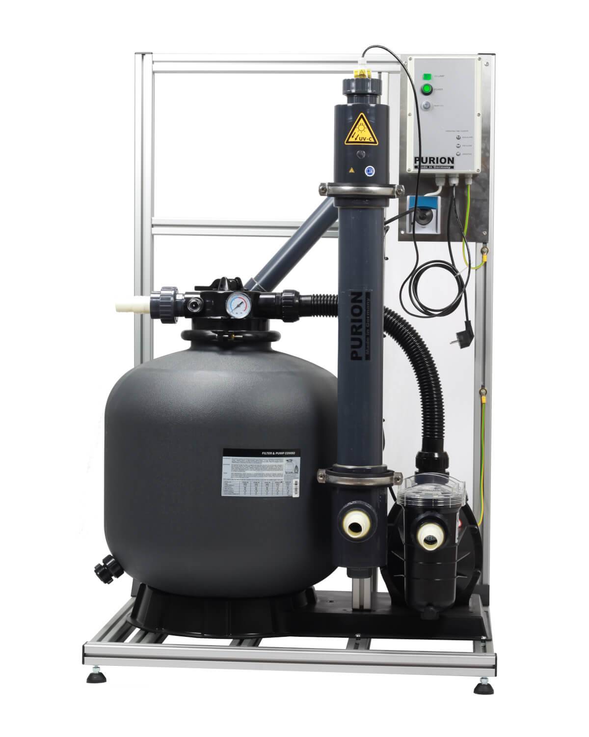 PURION 80 PVC-U OTC Salzwasserpool 3 in 1 Komplettsystem bis zu 80m³ ohne Chemie mit Lampenlaufzeitmesser