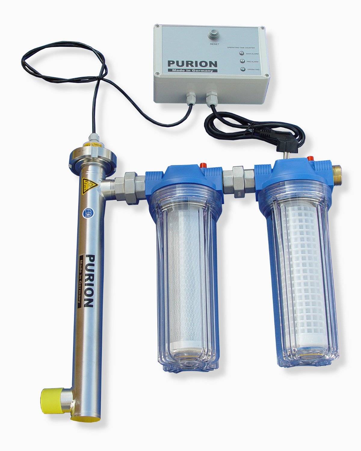 PURION 1000 110 - 240V Starter-Kit mit Aktivkohle- und Schwebstoffvorfilter, UVC-Trinkwasserdesinfektion