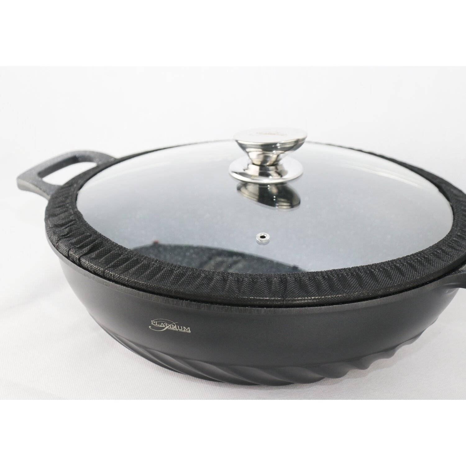 WOK Pfanne 32cm Induktion Aluguss mit Deckel Antihaft Bratpfanne Marmorbeschichtung Gastronomie Home Wokpfanne