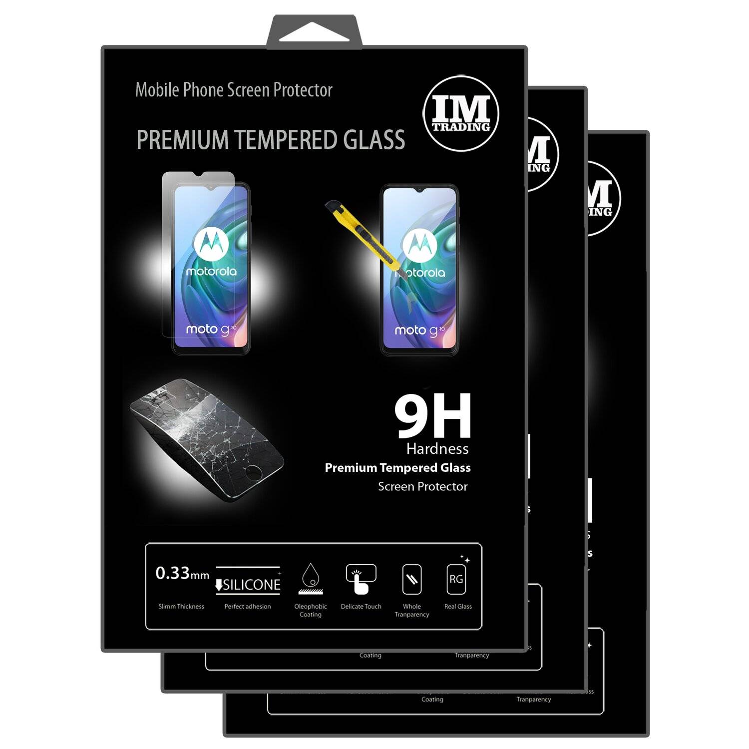 3X Schutz Schutz Glas 9H Tempered Glass Display Schutz Folie Display Glas Screen Protector für Motorola Moto G10