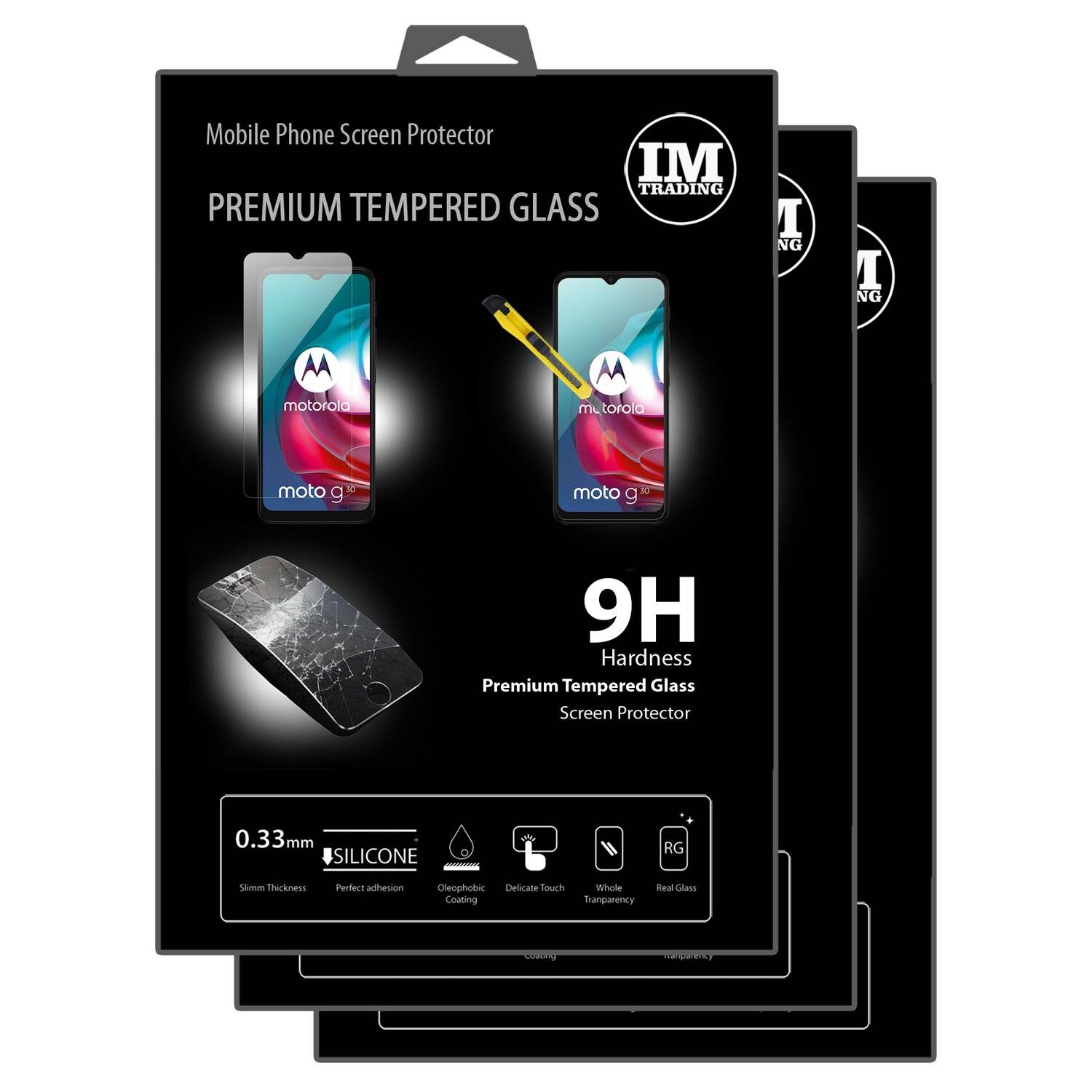 3X Schutz Schutz Glas 9H Tempered Glass Display Schutz Folie Display Glas Screen Protector für Motorola Moto G30