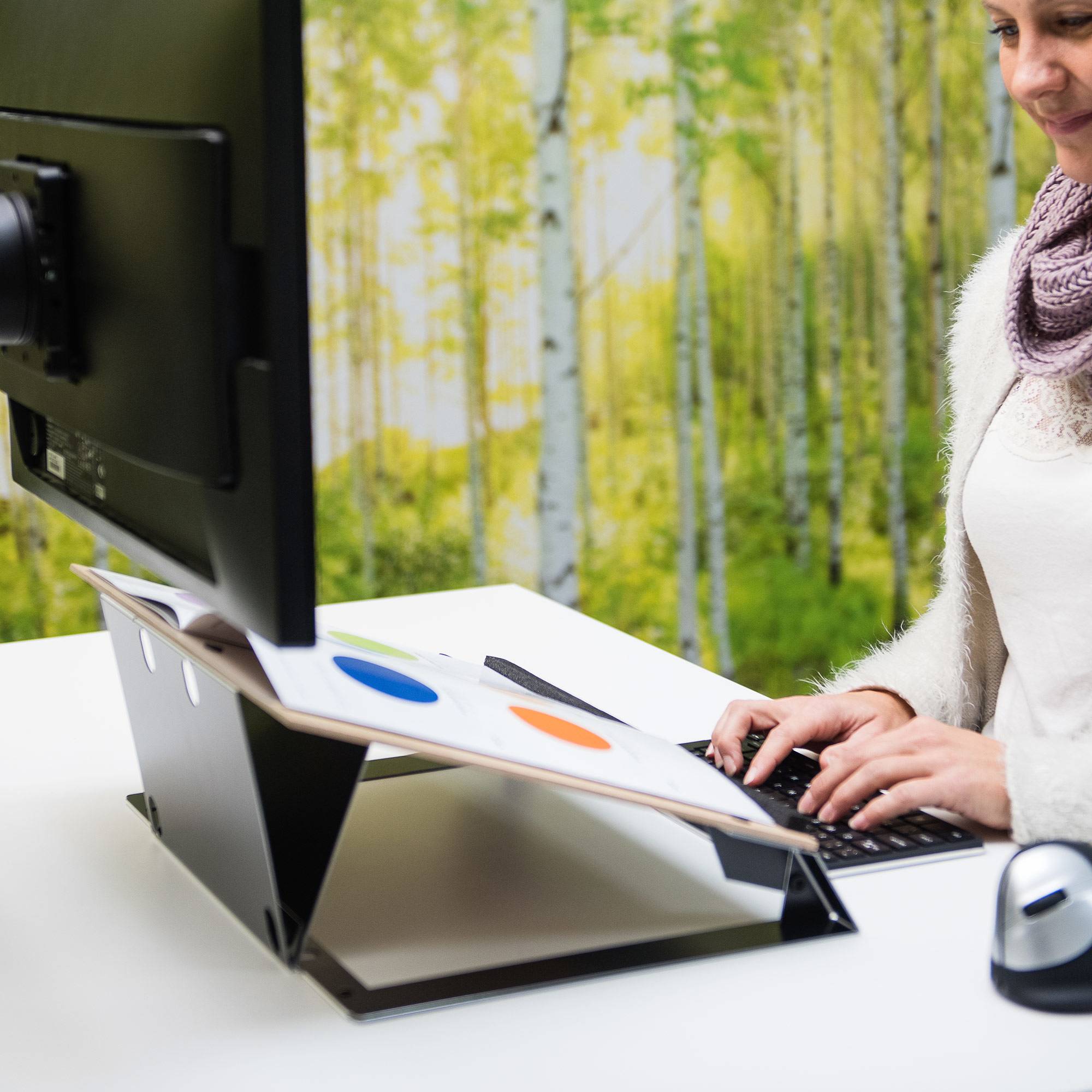 R-Go Tools R-Go Read2Write Dokumentenhalter, lesen und schreiben, Eichenholz, Aluminium, 2,5 kg, Cappuccino, Niederlande, 460 mm, 320 mm