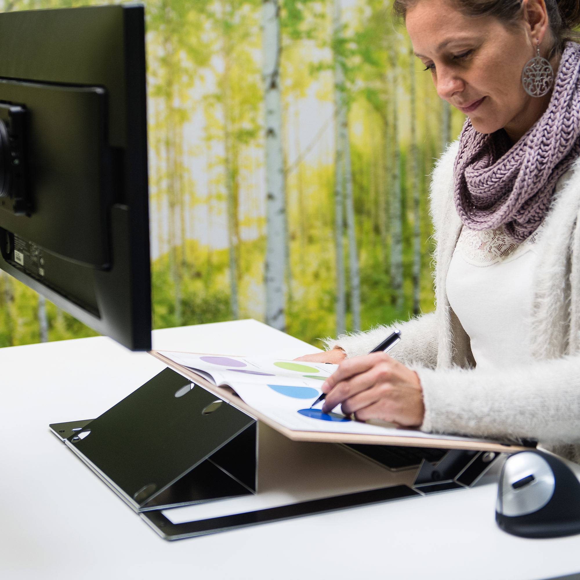 R-Go Tools R-Go Read2Write Dokumentenhalter, lesen und schreiben, Eichenholz, Aluminium, 2,5 kg, Cappuccino, Niederlande, 460 mm, 320 mm