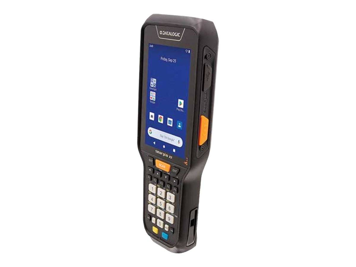 Tragbarer robuster Barcode-Scanner mit Touchscreen und Tastatur, aufrecht auf weißem Hintergrund dargestellt.