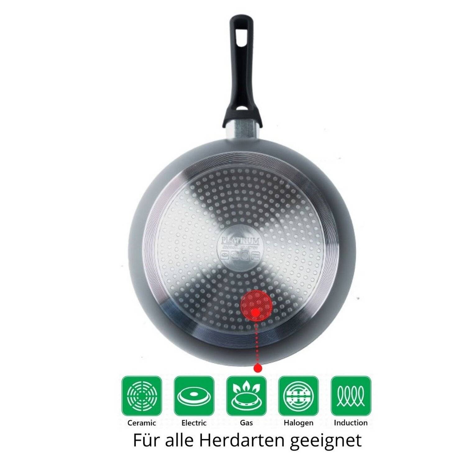 Bratpfanne 28cm Glasdeckel Induktion Marmor Antikratz Pfanne 3-lagige Marmorbeschichtung für alle Herdarten