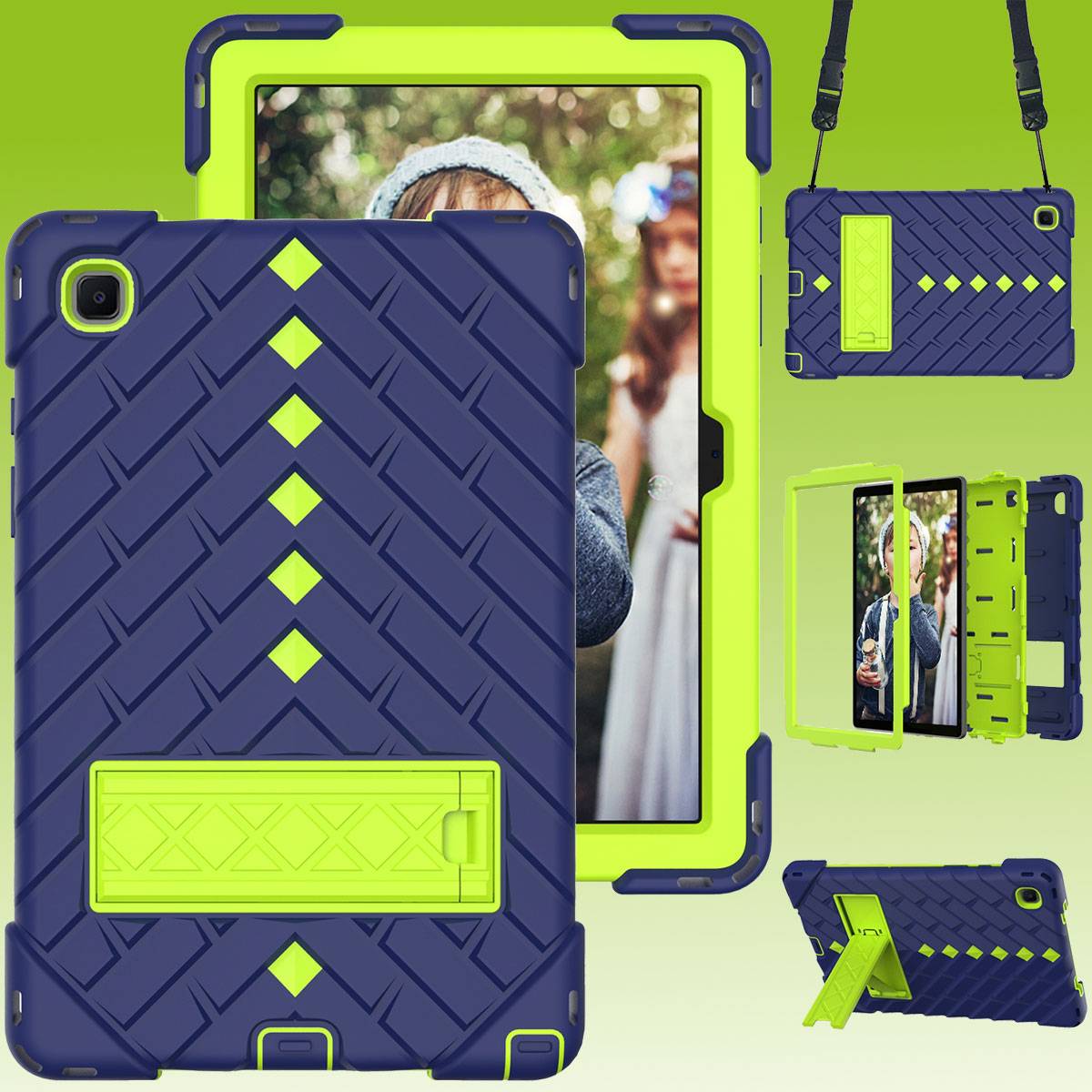 Für Tablet aufstellbare Shockproof Hybrid Tasche mit Band Etuis Cover Case Schutz Robust Neu