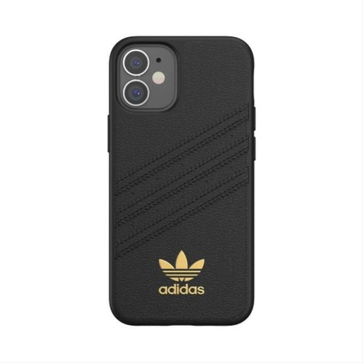 Adidas Apple iPhone 12 Mini Premium Leder Case Cover Schutzhülle Schwarz