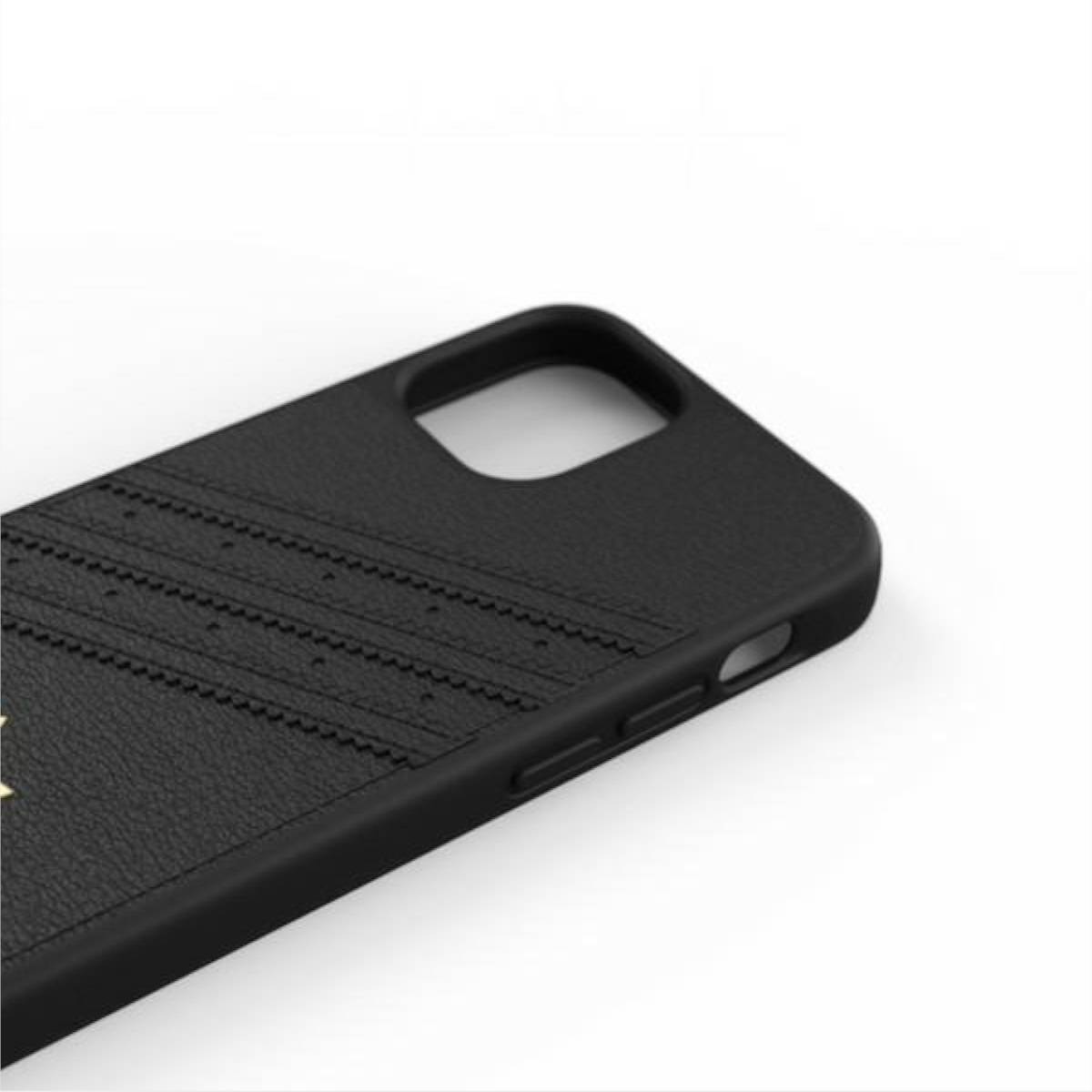 Adidas Apple iPhone 12 Mini Premium Leder Case Cover Schutzhülle Schwarz