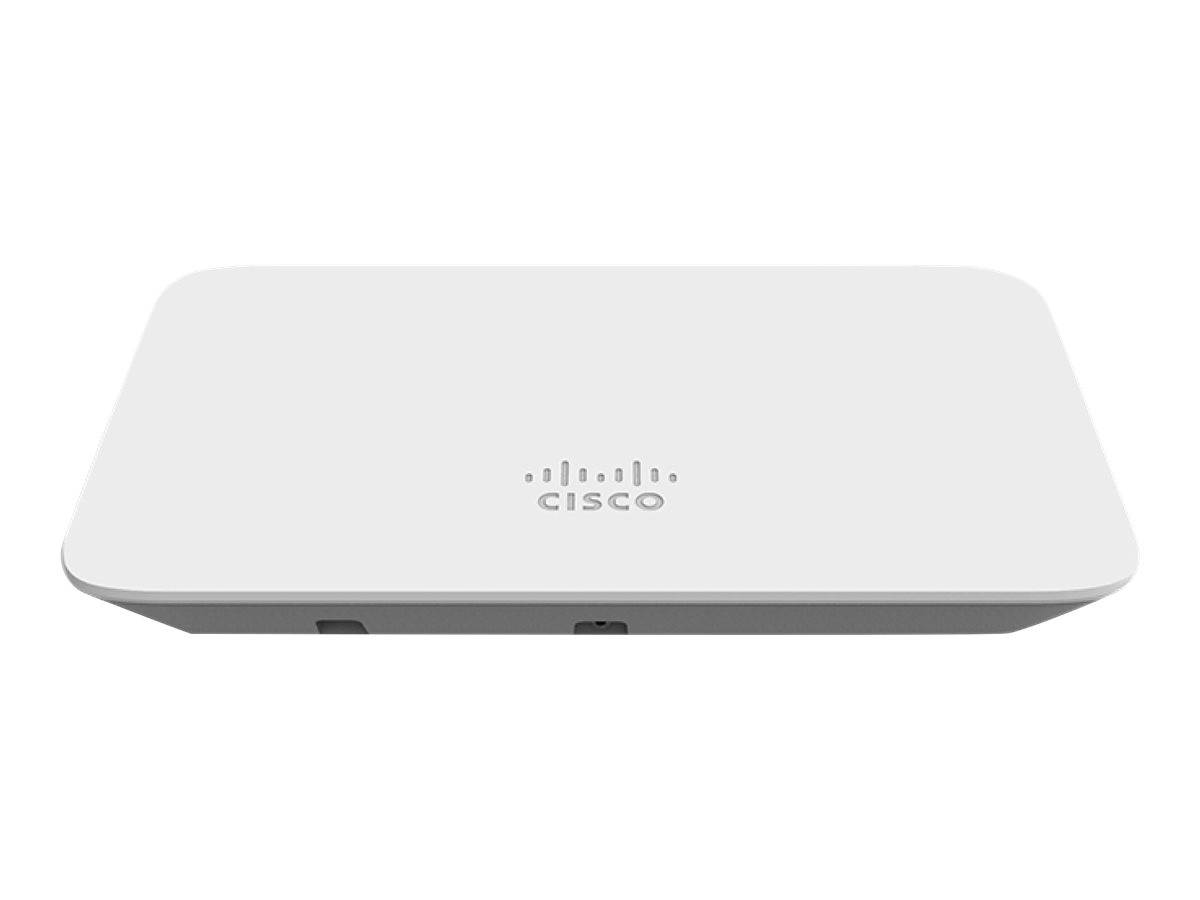 Weißer Cisco-WLAN-Zugangspunkt oder -Router von oben auf einem neutralen Hintergrund gesehen.
