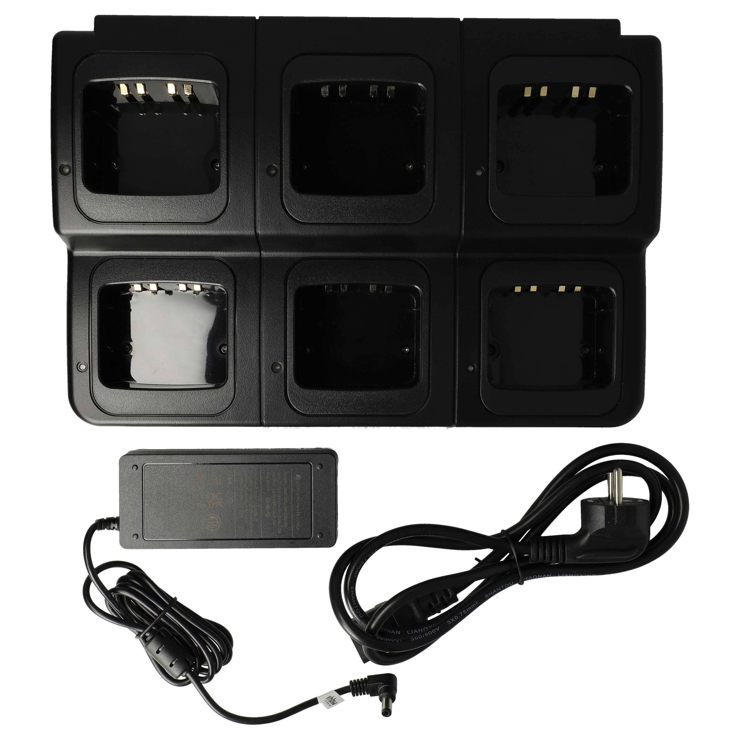 vhbw 6-fach Ladegerät kompatibel mit Motorola XTS2500 Funkgerät-Akkus - Ladestation + Netzteil, 7,4 V