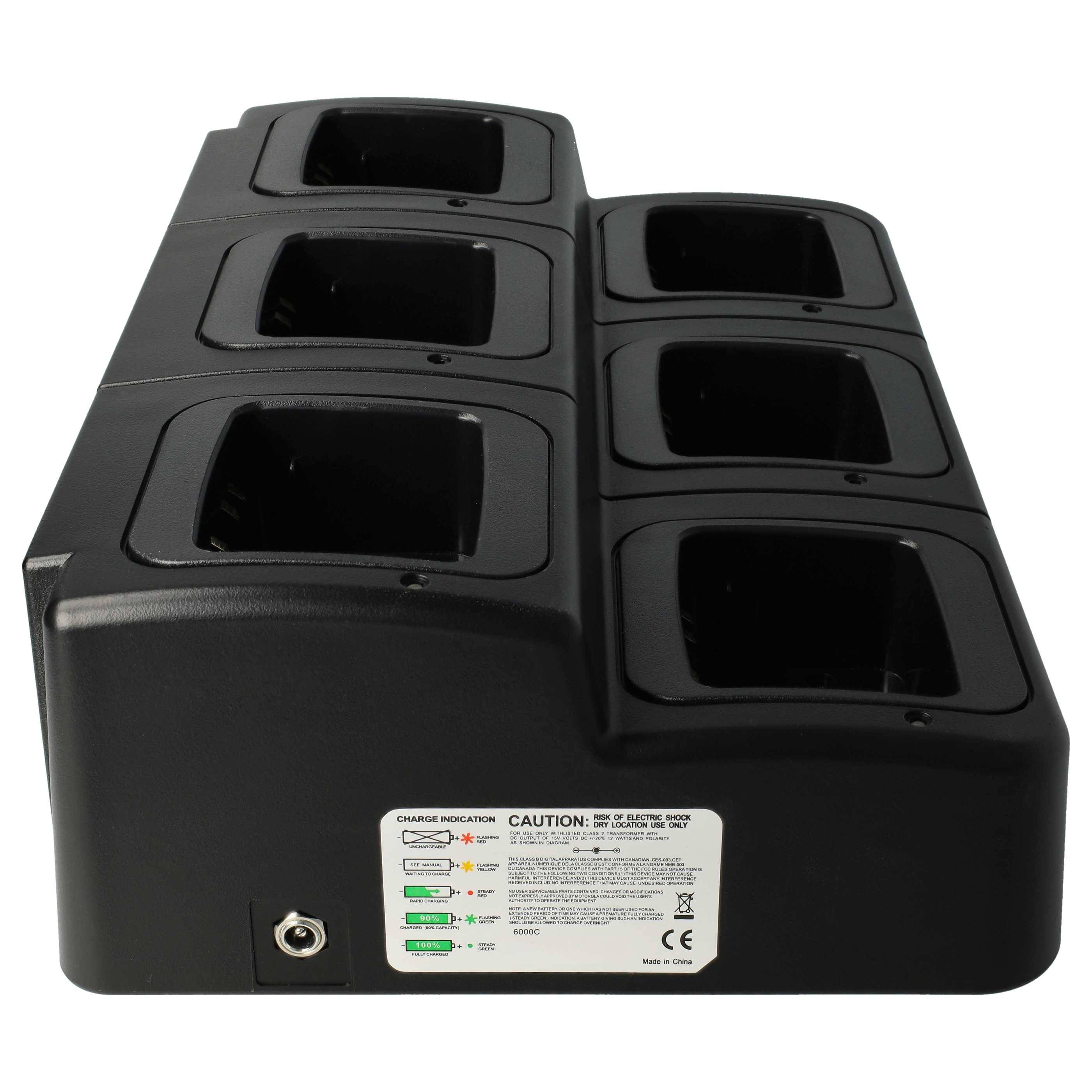 vhbw 6-fach Ladegerät kompatibel mit Motorola XTS2500 Funkgerät-Akkus - Ladestation + Netzteil, 7,4 V